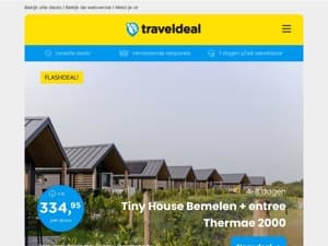 Tiny House + entree Thermen 2000 | 3 dgn 4*-hotel bij Nijmegen + diner v.a. 79 p.p.! 🤯