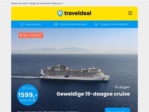 Geweldige 19-daagse cruise v.a. €1599 per persoon & meer