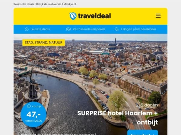 ☀️ SURPRISE Zomerdeal: Haarlem & Bloemendaal + ontbijt v.a. 47 | 2-5 dgn de Achterhoek + diner v.a. 64,50 p.p.!