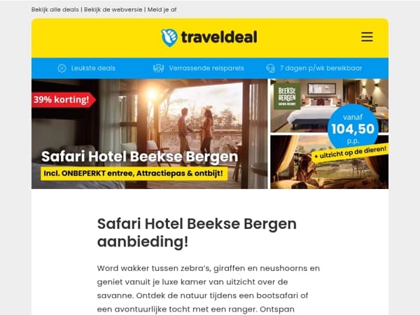 Boek nu Safari Hotel Beekse Bergen met 39% korting! 💥