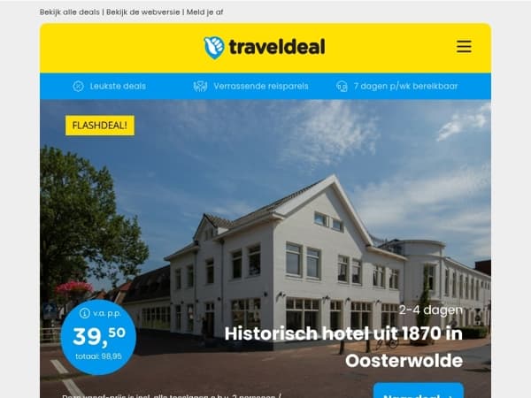 🆕 Gerenoveerd hotel Friesland v.a. 39,50 p.p. | Gloednieuw hotel Den Haag v.a. 47,- p.p.!