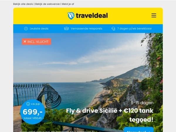 Fly & Drive Sicilië + €120 tanktegoed ⛽ v.a. 699 & meer fly & drive aanbiedingen! 😱