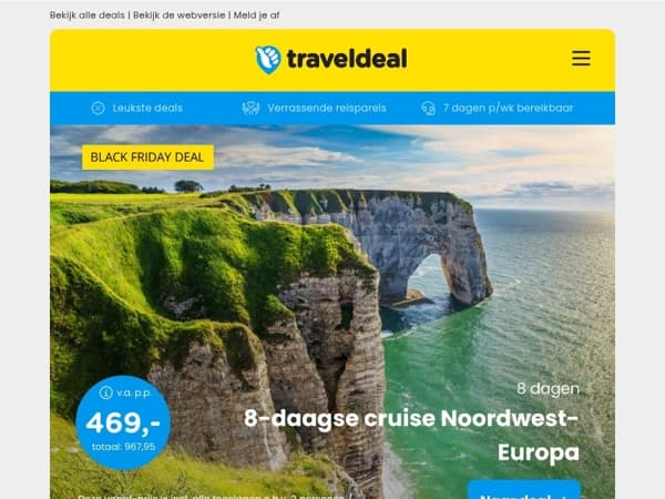 Wacht niet te lang meer! ⏰ Black Friday Cruises vanaf slechts 469 p.p. (o.b.v. volpension) 😱