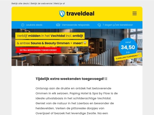 ⏰ Tijdelijk EXTRA weekenden: Vechtdal + ontbijt + entree Sauna Ommen & MEER v.a. SLECHTS 34,50 pp! 🤯