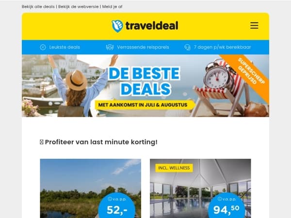 👋 Hi Vakantieganger, op deze deals profiteer je van extra last minute korting! 💵