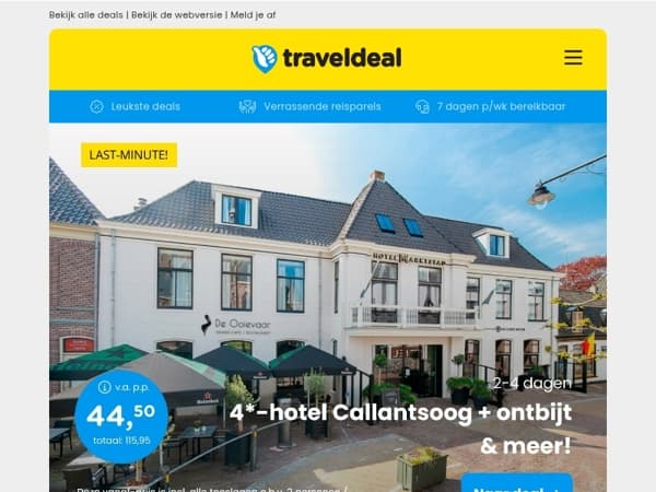 🏖️ 4*-hotel bij Callantsoog + ontbijt v.a. 44,50 | Fly & Drive Amalfikust 🇮🇹 v.a. 599 p.p.!