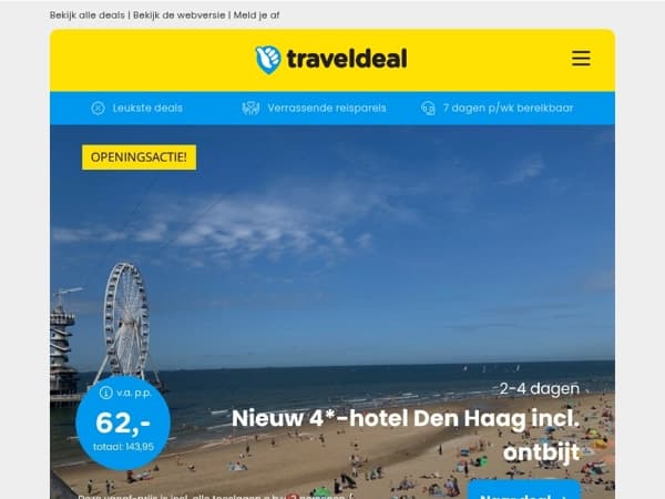 🏖️ GLOEDNIEUW 4*-hotel in Den Haag bij Scheveningen + ontbijt v.a. 62 | Laatste kans! 📣 Martin Garrix Ushuaïa v.a. 599 p.p.! 🎵