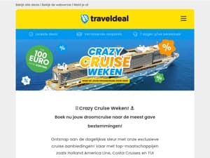 🚢 Crazy Cruise Weken! ⚓ Boek NÚ en krijg t/m 100 EURO extra korting! 🌍