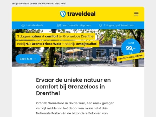 Boek nu! ✨ 3 dagen bij Grenzeloos in Drenthe incl. ontbijt 99 p.p.! 🤯