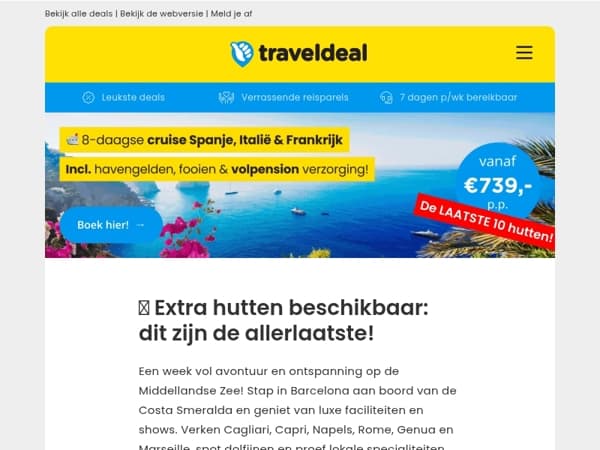 Extra kans! 🚢 10 NIEUWE balkonhutten BESCHIKBAAR – grijp jouw plek op deze Mediterrane cruise!