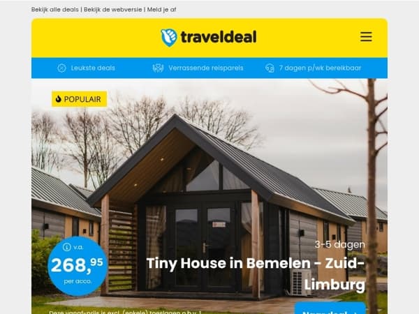 Nu POPULAIR! 🔥 Tiny House Mooi Bemelen 268,95 per acco | 3/8 dagen de Harz + ontbijt v.a. 65 p.p.!