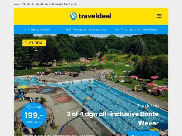 Laatste kans! ⏰ 3/4 dgn all-inclusive Bonte Wever v.a. 199 | 2 dgn Movie Park Germany + hotel in Bottrop v.a. 92 p.p.! 🎢