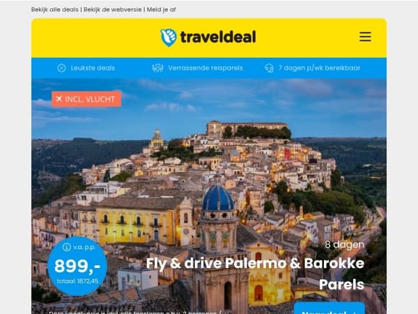 💎 Fly & Drive Palermo & Barokko Parels v.a. 899 | 3-6 dgn all-inclusive in de Duitse Eifel v.a. 149 p.p.! 😱