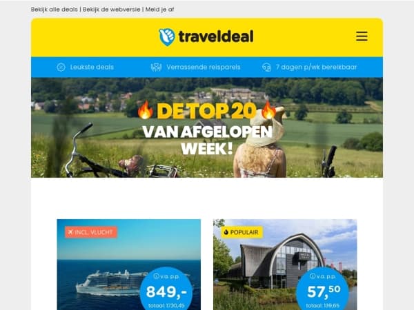 🔥 De toppers van deze week! 🔥 Canarische Eilanden Cruise 849 | Designhotel op de Veluwe 57,50 | Thermaalbad Arcen 74,50 p.p.!