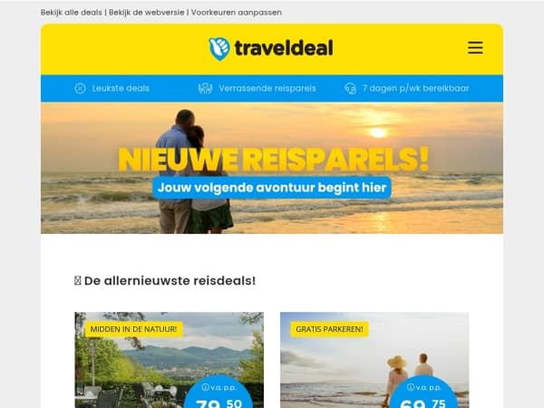 👀 Psst… goed nieuws! We hebben nieuwe reisdeals live staan 🎉