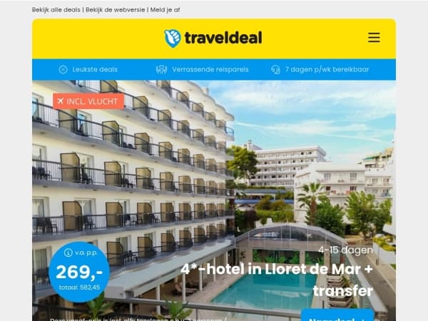 ZOMERTOPPERS! 🔥 4*-hotel in Lloret de Mar + vlucht & transfer 269 | André Rieu Terrasarrangement OP=OP DEAL: 235 p.p.!