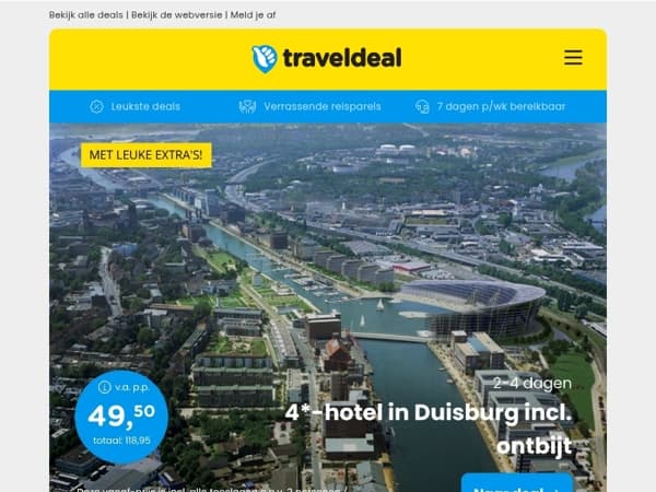 2-4 dgn 4*-hotel Duisburg + ontbijt v.a. 49,50 | Top 4*-hotel in Deventer + ontbijt v.a. 52,50 p.p.! 🔥