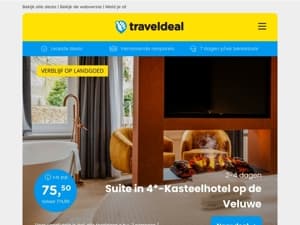 Luxe Suite Deal! 💎 4*-kasteelhotel de Veluwe + ontbijt v.a. 75,50 | 3 dgn LUXE Boslodge + ontbijt v.a. 124 & MEER! 😍