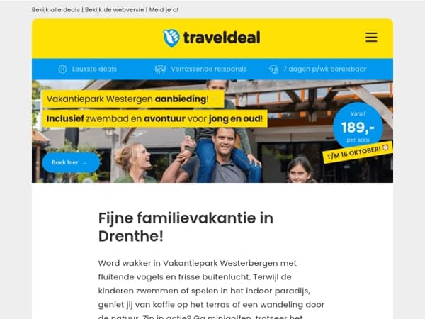 FLASHDEAL! ⚡️ Bosbungalow op Vakantiepark Westerbergen v.a. 189 per bungalow! 😵