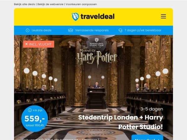 Stedentrip Londen incl. Harry Potter Studio's v.a. 559 | 🚢 Norwegian Epic Cruise Frankrijk & Italië v.a. 839 p.p.!