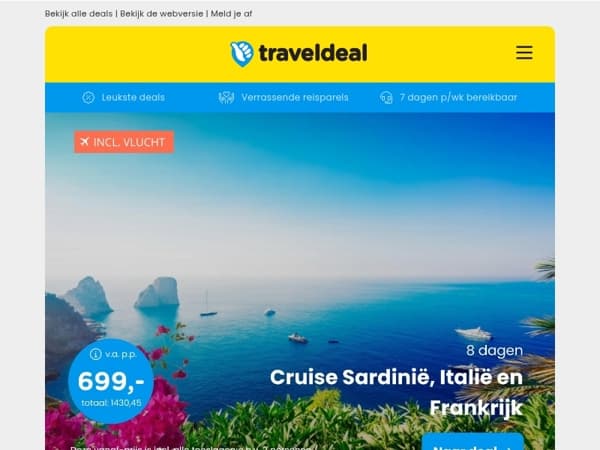 🔥 Mega Balkonhut Actie: 8-daagse cruise Italië & Frankrijk 699 | 5-daagse fietsvakantie Noord-Nederland + bagagetransport v.a. 399 p.p.!