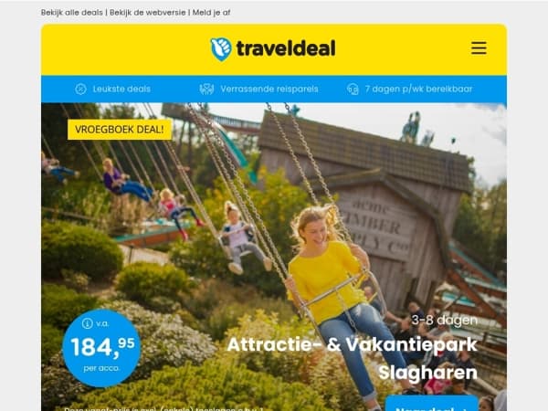 🎢 Vakantiepark Slagharen v.a. 184,95 (2 volw + 2 kids) | 8-daagse cruise Spanje, Italië & Frankrijk v.a. 849 p.p.!