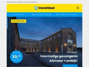 STUNT! 😱 Voormalig Gevangenis Alkmaar + ontbijt & LATE check-out 39,50 | 3 dgn aan de Rijn bij Koblenz + ontbijt & diner v.a. 96 p.p.!