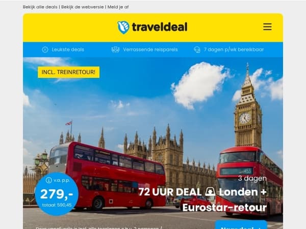 ⚡️NOG 2 DAGEN! ⏰ Londen + hotel & Eurostar Retour 279 | Appartement in Cayeux Noord-Frankrijk 338,95 per acco!