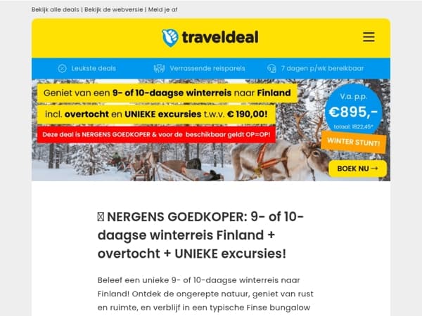 🔥 NERGENS GOEDKOPER: 9- of 10-daagse winterreis Finland + overtocht + UNIEKE excursies v.a. 895,- p.p.! ❄️🦌