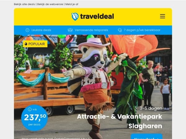 🎢 Attractie- & Vakantiepark Slagharen v.a. 237,50 | 2/3 dgn de Veluwe + dagentree wellness v.a. 54,50 p.p.!