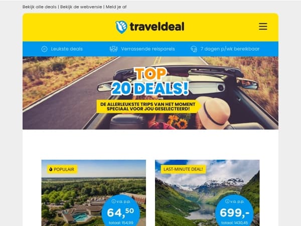 🔥 Nu populair: Bad Arcen + Hammamdoeken v.a. 64,50 | Last Minute Cruise Denemarken & Noorwegen v.a. 699 | LAATSTE KANS Terrasarrangement André Rieu & MEER!