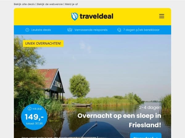 ⛵ UNIEK: overnacht op een sloep bij de Friese Meren v.a. 149 | 🍃 Duurzaam 4*-hotel Eindhoven + ontbijt v.a. 59,50