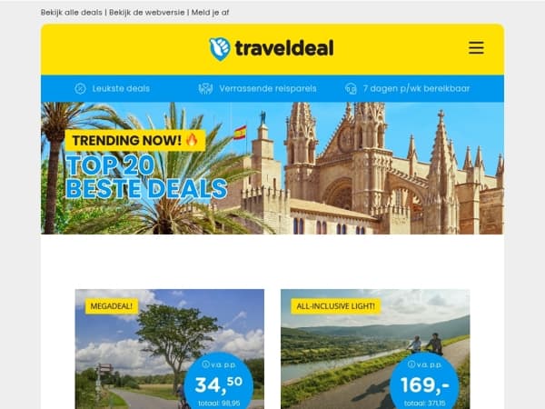 Nog héél even: topdeals weg = weg! ⌛👉 Drenthe Fietsvakantie v.a. 34,50 | 4 dgn all-in aan de Moezel v.a. 169 | 3 dgn Giethoorn + ontbijt & diner 99 p.p.!