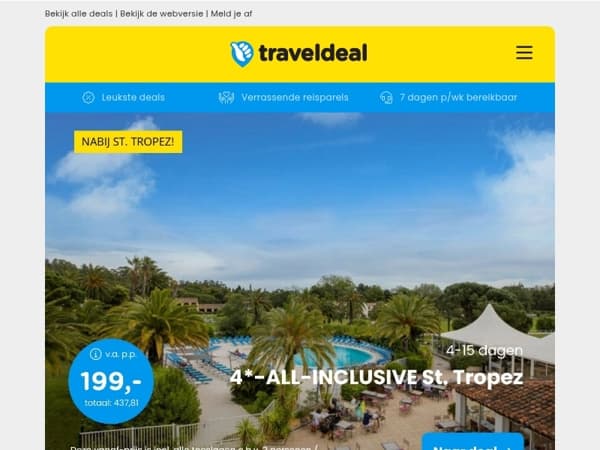 🇫🇷 Frankrijk all-inclusive FLASH-SALE! ⚡ St. Tropez, Ardèche of Gascogne vanaf 147 p.p.!