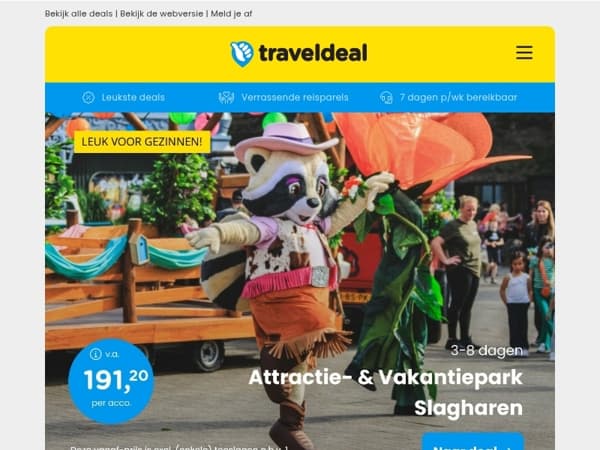 VOORJAARSDEALS! 🌺 Vakantiepark Slagharen 191,20 per acco | All-inclusive in de Duitse Eifel 159 p.p.!