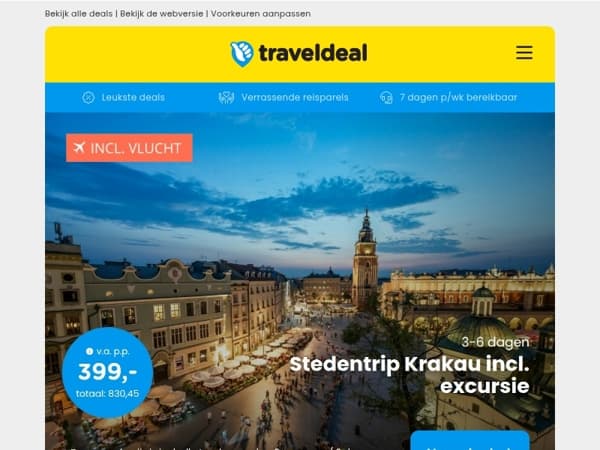 Stedentrip Krakau incl. excursie Auschwitz & Zoutmijn v.a. 399 | Verblijf in een luxe 4*-hotel op de Veluwe v.a. 49,50 p.p.!