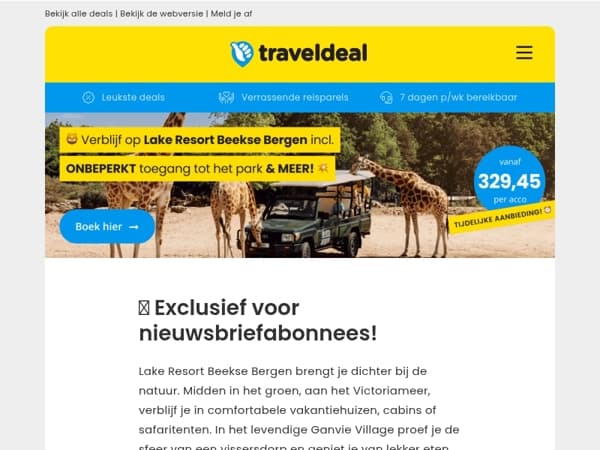 🔒 EXCLUSIEF één dag eerder voor jou: Lake Resort Beekse Bergen + ONBEPERKT entree v.a. 329,45 per acco! 💥