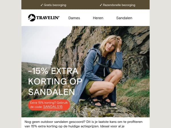 15% EXTRA korting op outdoorsandalen