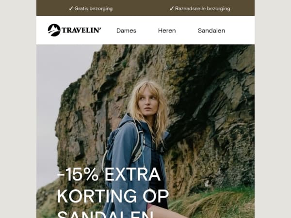 Outdoor sandalen: nu 15% extra korting op de actieprijs
