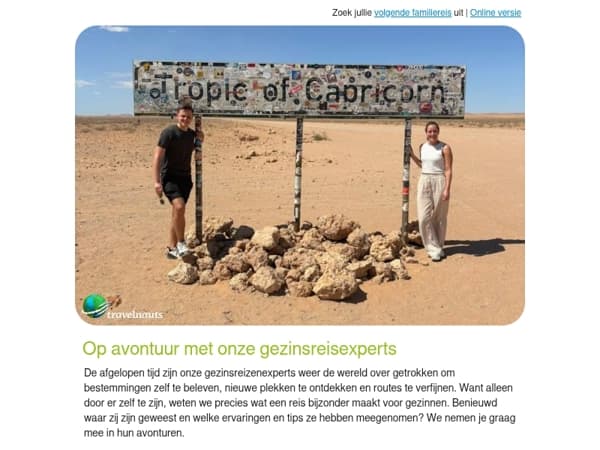 Onze gezinsreizenexperts op ontdekking