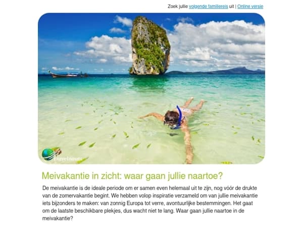 Waar gaan jullie naartoe in de meivakantie, Mail?