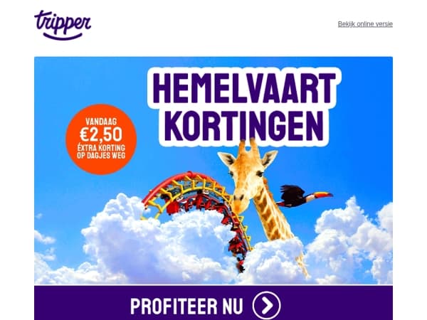Laatste kans⏰ €2,50 éxtra korting op dagjes weg