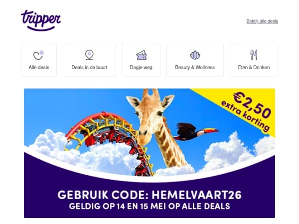 Laatste kans: €2,50 korting met HEMELVAART26 ⏰