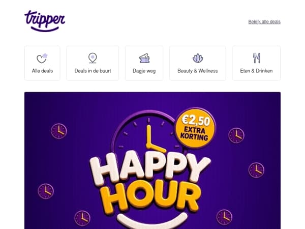 HAPPY HOUR!⏱️ €2,50 éxtra korting op alles