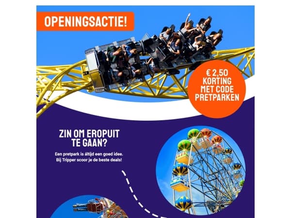 € 2,50 éxtra korting op alle pretparken