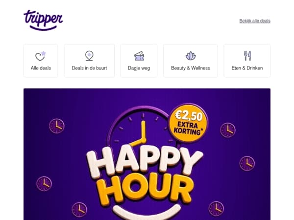 HAPPY HOUR!⏱️ €2,50 éxtra korting op alles