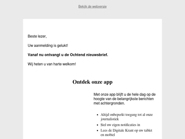 Bedankt voor uw inschrijving.