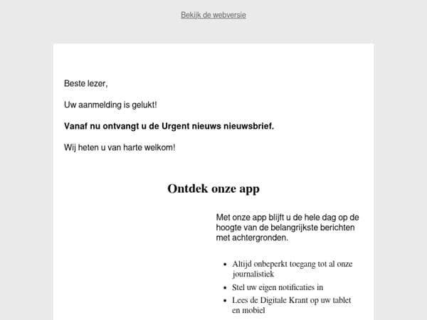 Bedankt voor uw inschrijving.