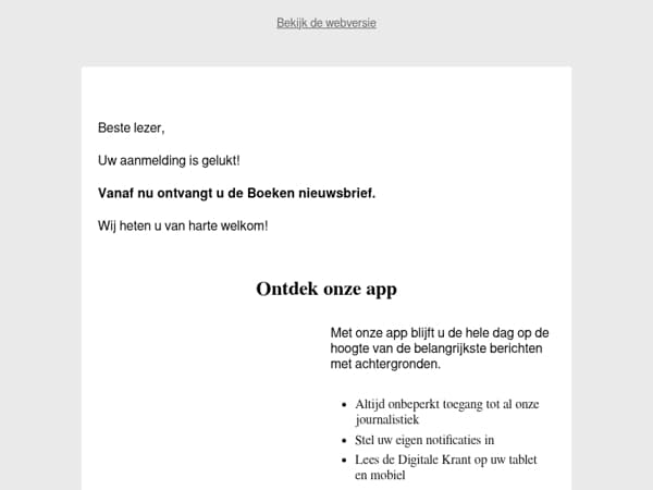 Bedankt voor uw inschrijving.