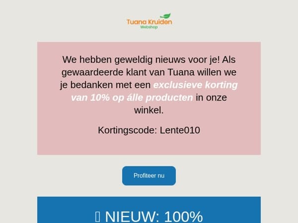 Speciaal voor jou: 10% korting + ontdek onze nieuwe natuurlijke oliën!
